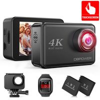DBPOWER D5 Native 4K EIS Action Camera 2" LCD Touchscreen 14MP WiFi Waterproof Sports Camera with 4K 30fps Video and 170° Wide-Angle Lens 2.4GHz Remote Control 2 Pcs Rechargeable Batteries
