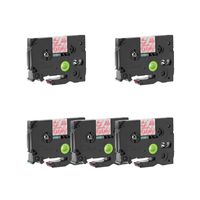 NineLeaf 5 Pack Red on Clear p-Touch Label Tape 12mm Laminated Replacment Compatible for Brother TZe-132 TZe132 TZ132 0.47" for PT-D210 PT-D400AD PT-H110 PT-D600 Label Maker
