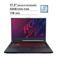 2020 Asus ROG 17.3 Inch FHD 1080P Gaming Laptop (Intel 6-Core i7-9750H up to 4.5GHz, NVIDIA GTX 1660 Ti 6GB, 32GB DDR4 RAM, 1TB SSD, Backlit KB, Bluetooth, HDMI, Windows 10)