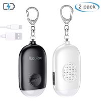 Sonic Security Personal Alarm Keychain,COULAX 130db Safe Personal Alarms with USB Rechargeable, LED Flashlight Emergency Safety Alarm for Women, Men, Children and Elders 2PC(Black&White)