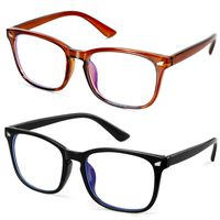 GEKKALE Blue Light Blocking Computer Glasses Square Nerd Eyeglasses Frame Anti Eye Strain Headache Computer Reading Glasses UV400 Transparent Lens, 2 Pack