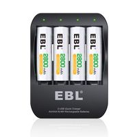EBL AA Rechargeable Batteries 2800mAh (4 Counts) and Smart Batttery Charger - 2 Hours Fully Charged 2A USB Input Perfect for Xbox Controller