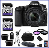 Canon EOS 80D DSLR Camera with 18-135mm Lens (USA) + 32GB Memory Cards (2X) + 67mm Telephoto & Wide Angle Lenses + Spare Battery and more ...