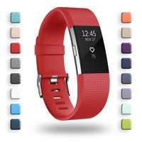 POY Replacement Bands Compatible for Fitbit Charge 2, Classic Edition Adjustable Sport Wristbands, Small Red