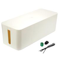 Cable Management Box - Desk Organizer Cable Box, Power Cord Organizer, Wire Management Surge Protector for Home or Office Desk, White, 15.94 X 5.31 X 6.10 Inches.
