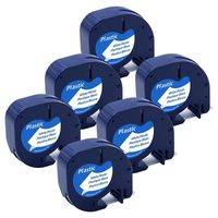 Labelife Replace DYMO LetraTag Refills 91331 White Plastic Label Tape for Dymo LetraTag Label Maker LT100H LT100T QX50, Black on White, 12mm x 4m (1/2 Inch x 13 Feet), S0721660, 6-Pack