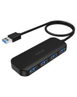 RCA USB Hub, 4 Port USB 3.0 Hub, Portable Hub for PC, Laptop, USB Flash Drives, and Mobile Hard Disk and Other USB A Devices (Black)