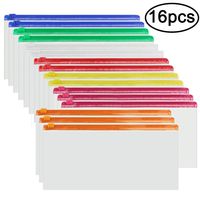 JPSOR 16pcs Poly Zip Envelope File Bag Bill Bag Pencil Case, Plastic Zipper Pouch 9 x 4.7 Inches, 7 Assorted Colors