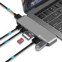 SHINEVI USB C HUB Adapter Dongle for Apple MacBook Pro 2018, 2017, 2016,MacBook Air 2018, Type c Hub whit 4K HDMI, Macbar, Thunderbolt 3 5K@60Hz, MicroSD/SD Card Reader, 2 USB 3.0, 100W Power Delivery