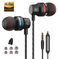 Earbuds Ear Buds Wired Headphones with Microphone in Ear Earphones with Stereo Mic and Volume Control Compatible Android Smart Phones Samsung Music Noise Cancelling Earbuds with 3.5mm Jack (Black)