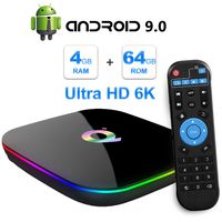 TUREWELL Android 9.0 TV Box, Q Plus Android TV Box Quad Core H6 4GB RAM 64GB ROM Smart tv Box Support 3D 6k Ultra HD 2.4GHz WiFi Ethernet 10/100M HDMI Output