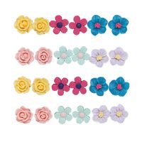 Spiritlele Colors Flower Magnetic Stud Earrings Set Clip Non Piercing Pack for Women