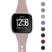 Jobese Bands Compatible with Fitbit Versa/Versa Lite/SE, Slim Soft Silicone Replacement Straps Accessories Wristbands Women Men, Sand Pink, Large