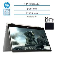 HP 2019 Pavilion x360 2-in-1 14" FHD Touchscreen Laptop Computer Notebook, Intel Quad-Core i5-8250U (Up to 3.4GHz), 8GB DDR4 RAM, 512GB SSD, WiFi, Bluetooth, Fingerprint, Windows 10 W/ Accessories