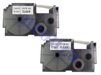 NEOUZA 2PK Compatible for Casio EZ-Label Tape 12mm x 8m 1/2" x 26' Label IT! (XR-12AX2S White on Clear)