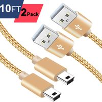 SIOCEN Mini USB Cable 10ft,Long Mini-B Charger Cord for PS3 Controller,GoPro HD HERO2,Hero 3+,HERO4,Playstation 3,Digital Camera,Dash Cam,SatNav,Braided Data Charging Cable for Garmin Nuvi GPS,PDAs