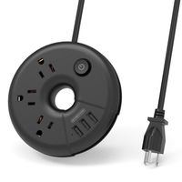 Power Strip with USB, NTONPOWER Travel Power Strip, 3 USB 3 Outlets Desktop Charging Station with 5ft Extension Cord Compact for Travel, Cruise Ship, Dorm Room, Nightstand and Hotel - Black