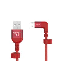 Nylon Braided Micro USB Cable for DJI Mavic, Spark & Phantom Controller, Connector Charging & Syncing for Micro USB Devices, Android, iOS Devices 90 Degree L Type by Adam Elements - Red