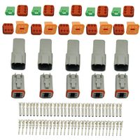 MUYI 5 Kit 6 Pin Way DT Series Connector Gray Receptacle IP67 Waterproof Heavy Duty 14-20 AWG 13 Amps Continuous DT04-6P DT04-6S w/Wedge Lock W6P W6S (5 Kits, 6 Pin)