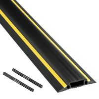 D-Line FC83H Medium Duty Linkable Floor Cord Cover / Cable Protector | Protect Cords and Prevent a Trip Hazard | 6ft Length - Cable Cavity 1 3/16" (W) x 3/8" (H) | Black and Yellow (Renewed)
