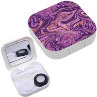 Portable Contact Lens Case Box Travel Kit Mirror + Bottle + Tweezers Container Holder [ Marble ]