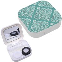 Portable Contact Lens Case Box Travel Kit Mirror + Bottle + Tweezers Container Holder [ Turquoise Vintage ]