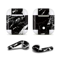 MasiBloom Bluetooth Earphones Decal Sticker for AirPods 2 & 1 with Charging Case (2019/2016 Released) Protective Cover Skin, NOT Compatible with AirPods 2 Wireless Charging Case (Marble- Black)