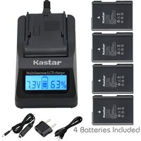 Kastar Ultra Fast Charger(3X Faster) Kit and Battery (4-Pack) for Nikon EN-EL14, EN-EL14a, MH-24 and Coolpix P7000, P7100, P7700, P7800, D3100, D3200, D3300, D5100, D5200, D5300, D5500 DSLR, Df DSLR