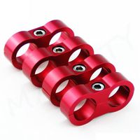 4pcs AN10 19MM Braided Hose Separator Clamp Fitting Adapter Bracket Red