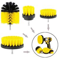 Ouniman 4 Different Sizes in 1 Set Cleaning Brush, Brush Set, Brush Cleaning, Brush for Drill, Brush for Shower, Bathroom Surface, Floor, Tile, Toilet (Yellow)