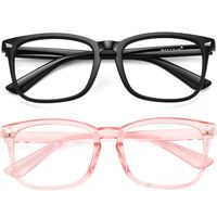 MEETSUN Blue Light Blocking Glasses Nerd Eyeglasses Frame,Anti Blue Lights Computer Reading Gaming Glasses For Women Men 2 Pack Black Pink HEV Clear Lens