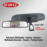 Genius G-VPS01-RB43 TFT LCD Car Rearview Mirror Monitor 4.3" Kit with Camera and 4 Parking Sensors Bracket Style