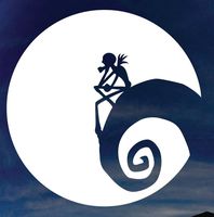 NB4C NIGHTMARE BEFORE CHRISTMAS JACK SKELETON MOON BACKGROUND VINYL STICKERS SYMBOL 5.5" DECORATIVE DIE CUT DECAL FOR CARS TABLETS LAPTOPS SKATEBOARD - WHITE