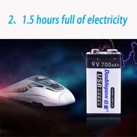 XuBa 9V Ni-MH Rechargeable Battery NiMH 9V Battery Wireless Microphone Remote Control Doorbell Black 700 mAh Plastic 1 pc