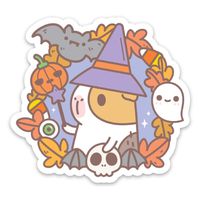 Bubu The Guinea Pig Witchy Halloween Wreath Vinyl Sticker