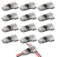 RGBZONE 12Pcs Low Voltage T Tap Wire Connectors T Type 2 Pin Solderless No Wire - Stripping Required for Mid-Span Branching in Wires Connection Fits 20/22 AWG Cable Wire