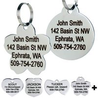 GoTags Stainless Steel Pet ID Tags, Personalized Dog Tags and Cat Tags, up to 8 Lines of Custom Text Engraved on Both Sides, in Bone, Round, Heart, Bow Tie, Flower, Star and More (Flower, Regular)