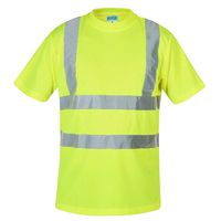SHORFUNE High Visibility T-Shirt with Short Sleeve, Reflective Strips, Yellow, ANSI/ISEA Standards, XL