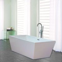 WOODBRIDGE B-0003 67" X32" Acrylic Freestanding Bathtub Contemporary Soaking Tub with Brushed Nickel Overflow and Drain, 67"