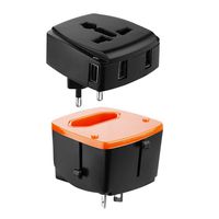 Urbo International Adapter with Detachable Design and 4 USB Ports + Retractable Prongs for Power Sockets in more than 100 Countries across Europe, Asia, Americas, Africa, Oceania