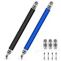 Stylus Pens for Touch Screens, UROPHYLLA Precision Stylus Fine Point Stylus, Stylus Pens for iPad, iPhone, Tablet, Laptops, Android and Other Touch Screens with 4 Discs and 3 Fiber Tips (Black/Blue)