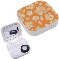Portable Contact Lens Case Box Travel Kit Mirror + Bottle + Tweezers Container Holder [ Flowers Doodles ]