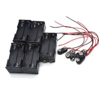 Antrader 5 Set 4 x AA 6V Thicken Battery Holder with I Type Long Cable Connection 9 V Battery Clip Connector Buckles