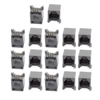 uxcell 17Pcs Gray Plastic Unshielded RJ12 6P6C Network Modular PCB Connector Jacks