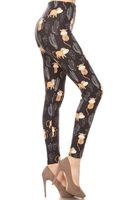 S728-OS Cactus and Monkey Print Fashion Leggings, One Size
