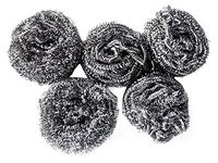 Powerful Dishwashing Metal Scouring Pads Set of 5 - Removes Grease, Oil Completely from Plates, Cups, Glassware, Baking Tins - Long Lasting!