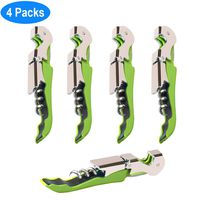4 Packs Professional Waiter Corkscrew Wine Openers Set,Upgraded With Heavy Duty Stainless Steel Hinges Wine Key for Restaurant Waiters, Sommelier, Bartenders (Green 4 Packs)