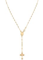 MiaBella 18K Gold Over Sterling Silver Italian Rosary Bead Cross Y Necklace Chain for Women Men, 20 Inch