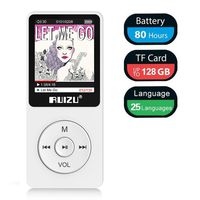 Mp3 Player, RUIZU X02 Ultra Slim Music Player with FM Radio, Voice Recorder, Video Play, Text Reading, 80 Hours Playback and Expandable Up to 128 GB (White)
