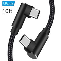 ANSEIP 90 Degree USB C to USB C Cable [10ft 3 Pack] Right Angle Type c to Type c Cable Nylon Braided Compatible with Samsung Galaxy S8 S9 Note 8,Google Pixel 2/3/2 XL/3 XL,Nexus 6P 5X (Black,10 Feet)